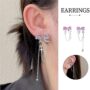 🎀 Pink Ribbon Starlight Earrings | Bow Chain Dangle Star Drops - Image 3