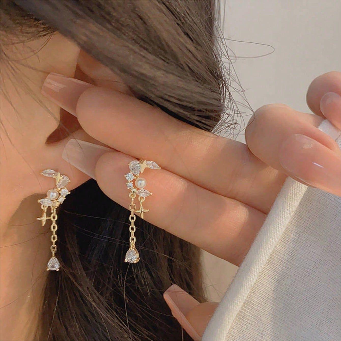 39f6f06975cd5b0f421410c13edab222 β¨ Crystal Chain Drop Earrings | Dainty Diamond Thread Dangle Jewelry - Image 1